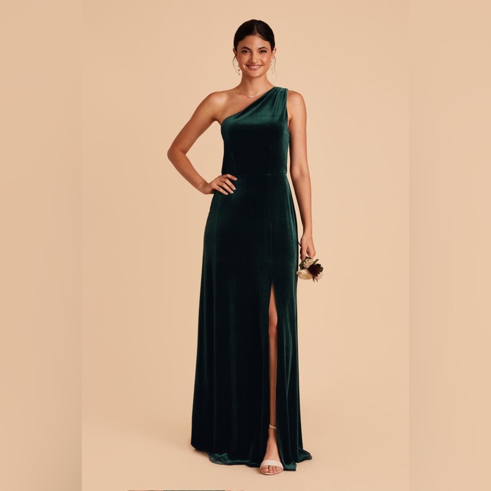 Birdy Grey velvet emerald Kira bridesmaid dress unaltered worn once!